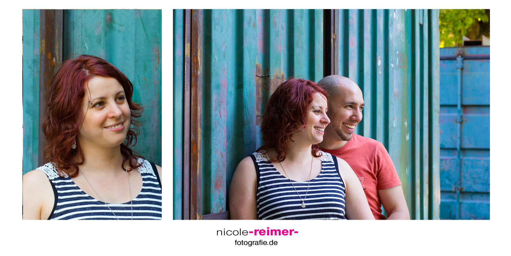 Couple Shoot in front of shipping container